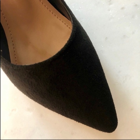 Black + Mustard Suede Rivet Heels - Picture 7 of 7